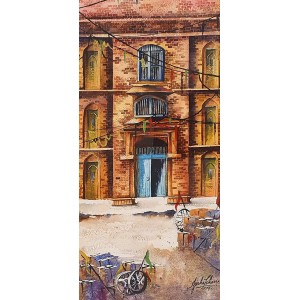 Aisha Khan, 10 x 22 Inch, Watercolor on Paper, Cityscape Painting, AC-AHK-007